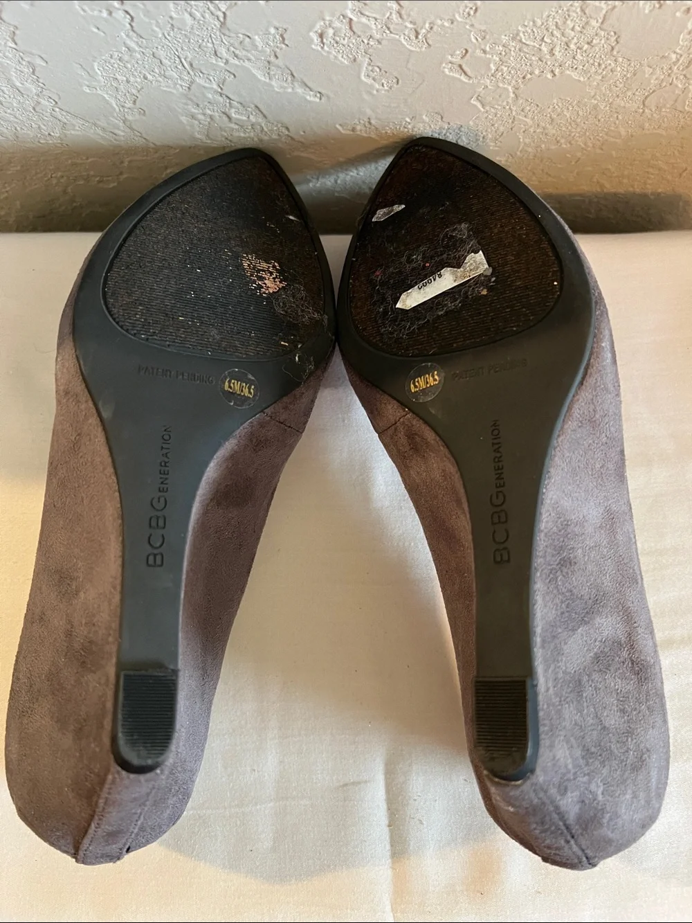 BCBGeneration Pointed Toe Suede Bow-Accent Women's Wedge in Gray/Brown